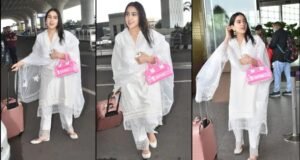 जुल्फें संवारतीं…नज़रें झुकातीं, एयरपोर्ट पर नवाबी लुक में नज़र आई हैं सैफ की बेटी सारा!