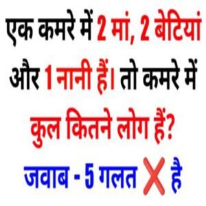 एक कमरे में 2 मां, 2 बेटियां और 1 नानी हैं। तो बताओ कमरे में कुल कितने लोग हैं? 15 interesting GK |